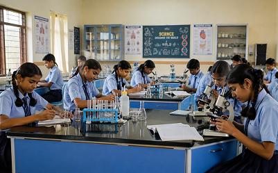 Students participating in a science activity